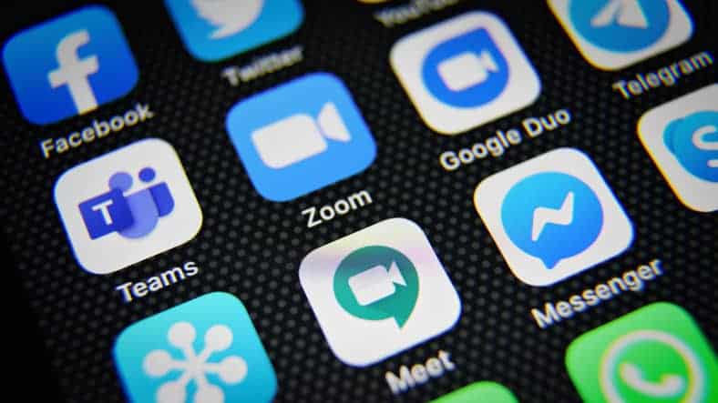 Video conference social media icons internet app application